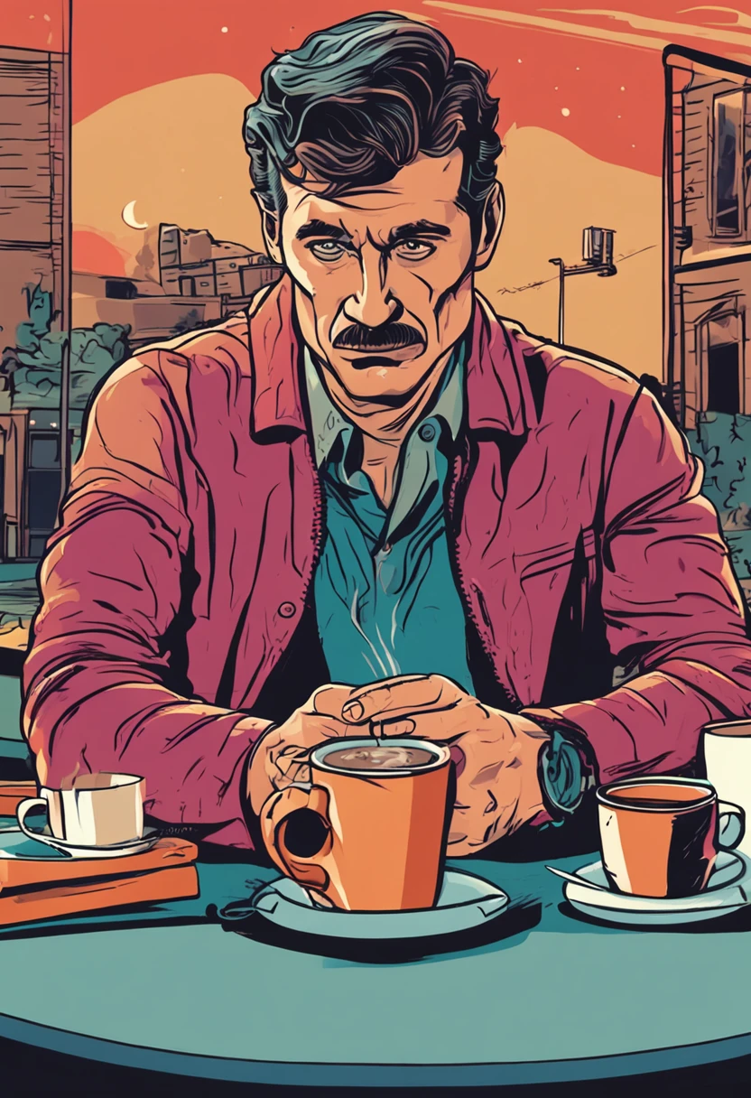 a man in a bad mood drinking coffee