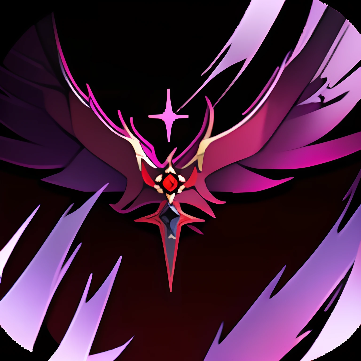 game skill icon, on a red background with purple - two wings , Skill name: Bloody obsession, genshin impact style