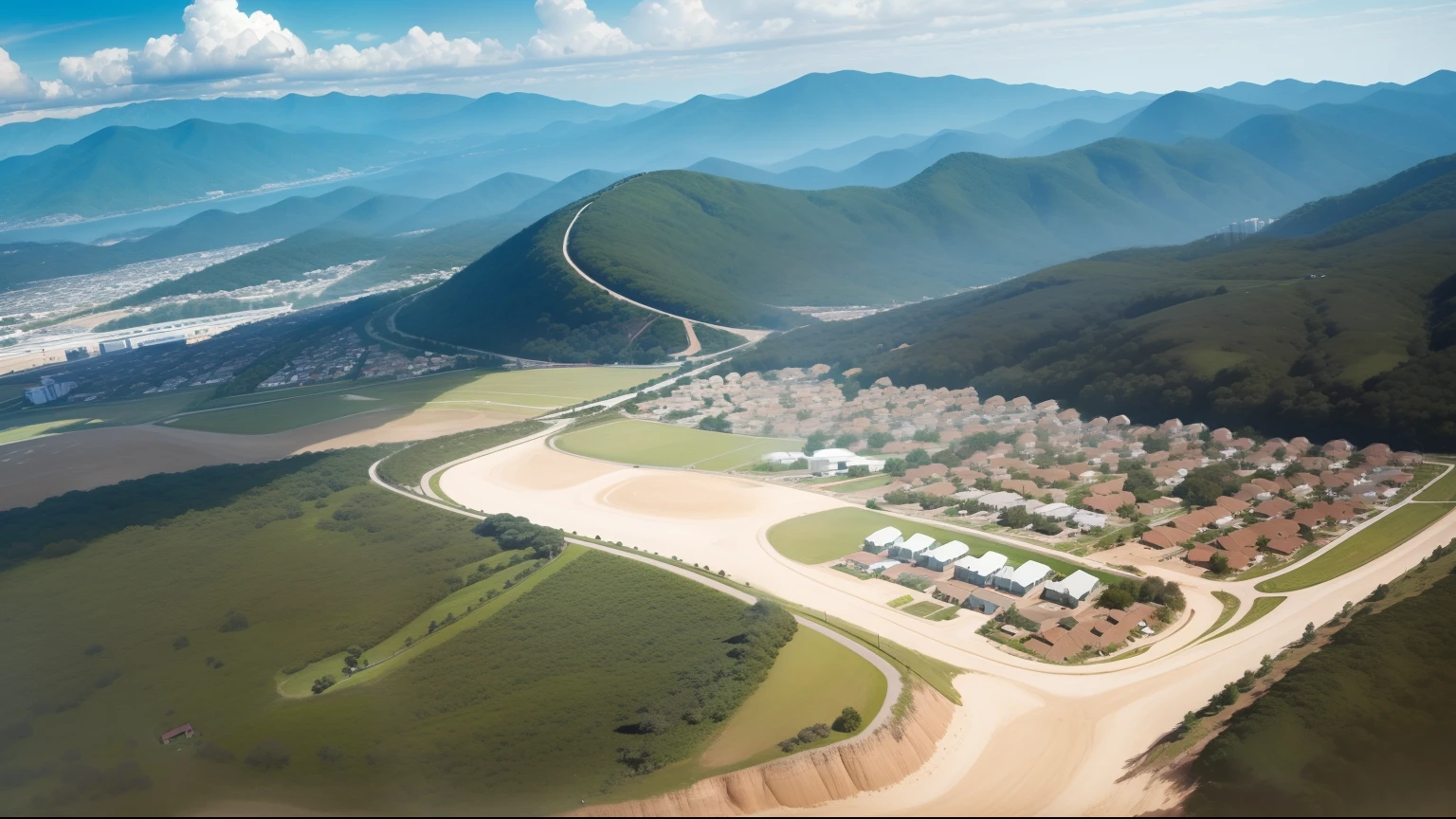 imagem; horizontalmente; feito por drone; of a subdivision under construction; mais perto do real; non-mountainous or coastal region; sales printing