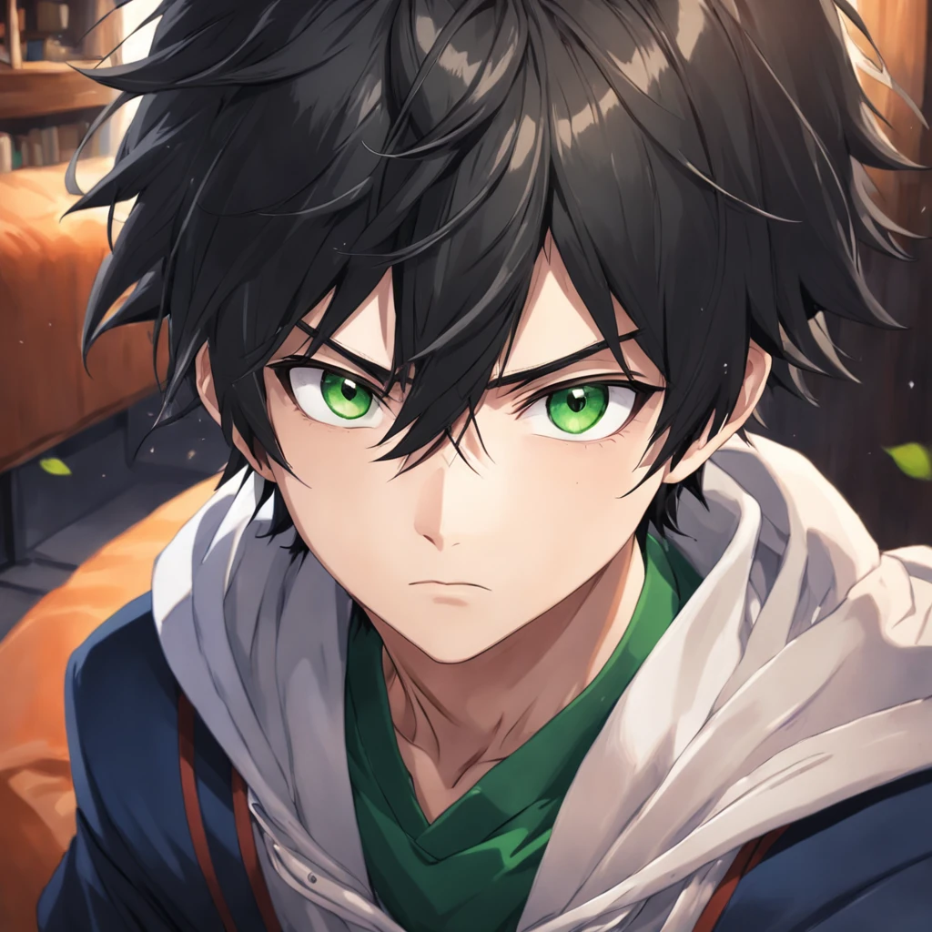 desiludido, anime boy with black hair and green eyes staring at camera, Nice realistic portrait, anime semi-realista, detailed anime soft face made by anime painter studio, Retrato anime do homem bonito, realistic anime art style, arte cg anime suave, anime de rosto de alto detalhe, anime semi-realista, estilo anime semi-realista, Retrato estilo anime, homem alto do anime com olhos azuis