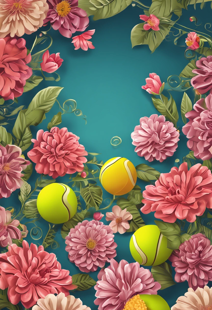 Flowers and tennis balls, imagem vetorial