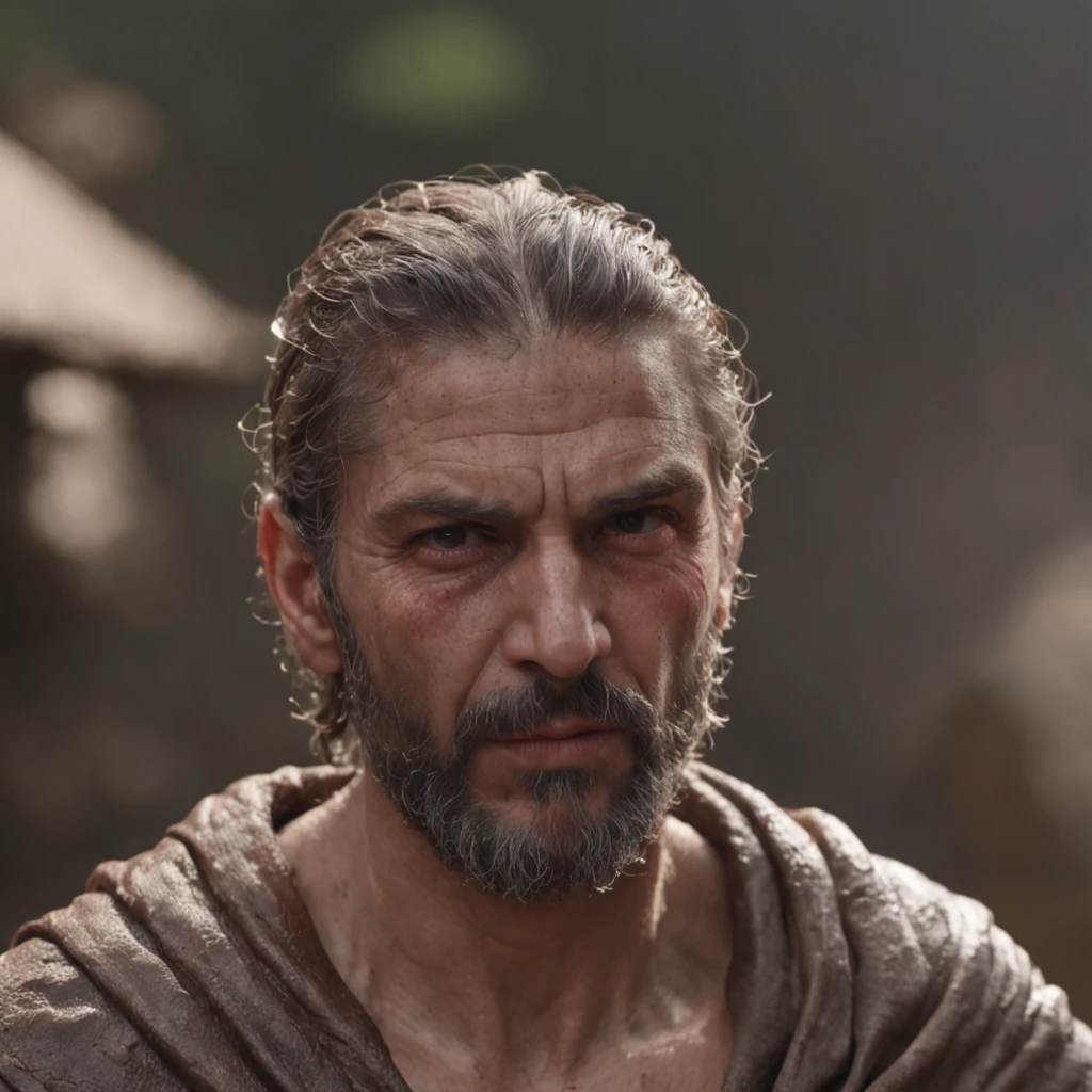 (Professional 3D rendering:1.3) de (Realistic:1.3) Foto de arte mais bonita do mundo,Features soft, bright male heroes, ((Epic hero fantasy man Jesus Christ rough hero wet look angry hair long beard short gray and fierce expression in dynamic pose, fantastic location, majestoso ambiente desordenado)), corpo inteiro 8k unidade render, action shot, poros da pele, very dark lighting, sombreamento pesado, circunstanciado, Rosto detalhado, (vibrante, fotogrdeia realista, Realistic, Dramatic, Escuro, foco nítido, 8k), (Old leather clothes damaged by bad weather:1.4), ((((Use peles)))), (intrincado:1.4), decadente, (altamente detalhado:1.4), pintura digital, rendering by octane, art stations, Conceito-Arte, liso, foco nítido, illustration, germe da arte, (Loish:0.23), Wlop Ilya Kuvshinov, e Greg Rutkowski e Alphonse Mucha Gracias, (global ilumination, studiolight, Light Volumetric), chuva forte, floating particles, patife, fantasia, Onze, corpo inteiroesbian, ((Fundo escuro e antigo da cidade:1.3)),CGSesociedade,art stations
