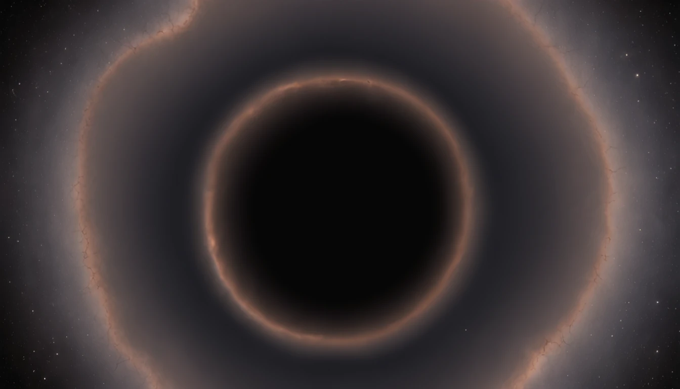 Por gentileza, Create a realistic picture of a magical black hole. O buraco negro deve ser representado de forma impressionante, com cores fortes e vibrantes que evocam a gravidade extrema ao seu redor. Os reflexos na borda do buraco negro devem ser meticulosamente renderizados, capturing light distortion. The textures on the surface of the black hole must be detailed and authentic, Creating an imposing presence. Image resolution should be 8K, garantindo clareza nos detalhes. To achieve maximum realism, use the Octane Render advanced rendering technique. The result should be a masterpiece that captures the feeling of a magical black hole with reflections, texturas e cores deslumbrantes