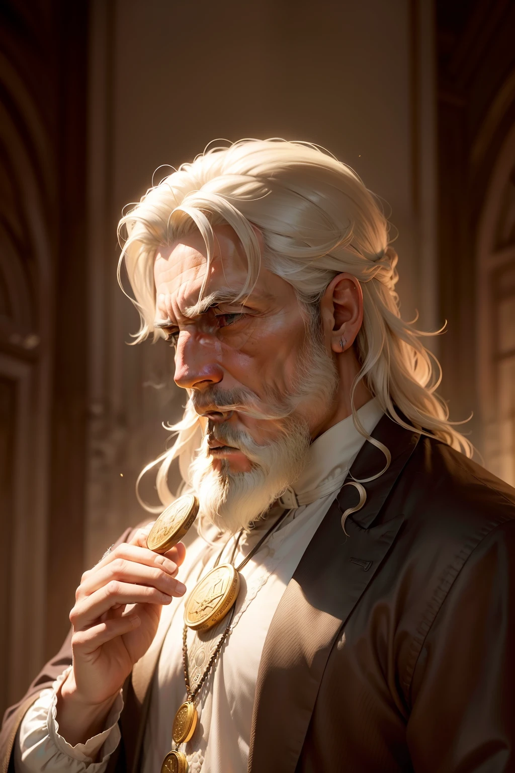 "Por favor, Create a stunning visual representation in an image format with a size of 1280x720 pixels, which captures in an intrinsic and detailed way the profound essence of a man wrapped in the stoic virtues of his time. This individual, whose presence is marked by a dense and imposing beard, personifies the maturity acquired through the philosophy of life he has adopted.
Na imagem, He is portrayed in a moment of deep contemplation, holding in their hands ancient coins that echo silent stories of ages past. Seu olhar, penetrante e sereno, reveals an inner tranquility that can only be obtained through mastery of Stoic principles. Every line and wrinkle carved into his face tells the story of challenges overcome and adversity faced with courage and virtue..
Man's posture is upright and secure, a visual expression of your resilience in the face of life's fluctuations. The coins he owns are not just symbols of material wealth, but also of spiritual richness, bearers of the understanding that true value lies in the ability to remain calm and accepting in the face of the world's tribulations. Each coin has its own unique texture, a physical witness to the inexorable flow of time, as well as the marks that time has left on his own skin.
The scene is illuminated by a soft golden hue of light, creating an atmosphere of serenity and contemplation on a quiet afternoon. Elements of the period in which he lives, como vestimentas e objetos circundantes, are meticulously incorporated to immerse the viewer in the authenticity of the era portrayed.
Essa imagem, concebida no tamanho exato de 1280x720 pixels, invites the observer to a deep reflection on the importance of virtue, of the inner serenity and legacy that each individual leaves, like the stoic man who is magnificently immortalized in this representation."