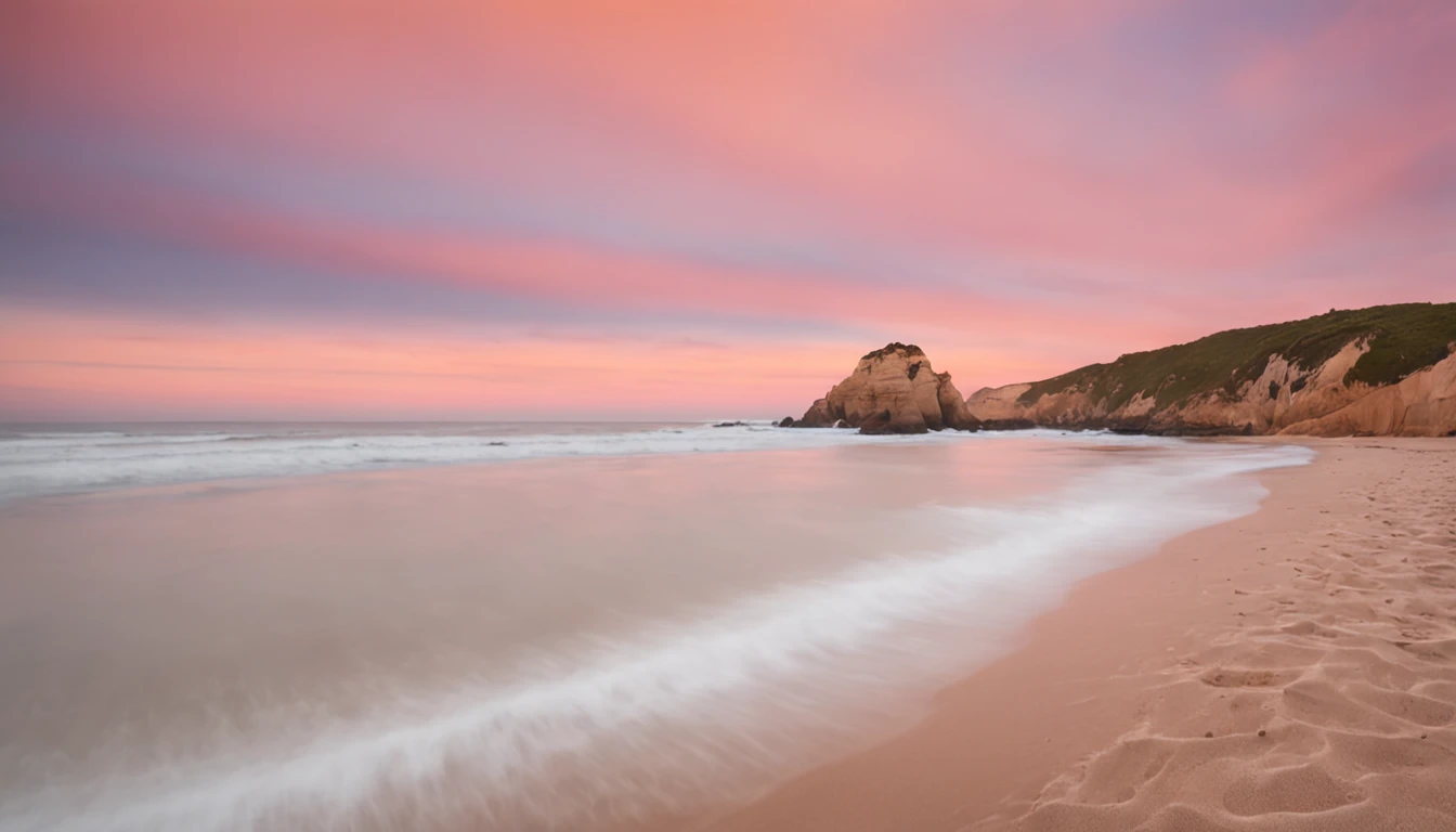 Prompt:
"Caro SeaArt, por favor, Create an artistic representation of a seascape at sunset. The scene depicts a sandy beach with calm waters and a sky painted in soft shades of orange, rosa e roxo. The sun is sinking into the horizon, casting a soft golden light over the landscape. Ao longo da praia, coqueiros curvam-se graciosamente, suas folhas capturando a brisa marinha. No horizonte distante, pequenos veleiros navegam tranquilamente. The surface of the water reflects the colors of the sky, criando um efeito de espelhamento. As nuvens, soft and ethereal, envolvem o sol em tons de dourado e coral. The scene is serene and quiet, evoking a sense of peace and contemplation. Por favor, Include all the necessary details to make the depiction as realistic as possible, capturing the magical atmosphere of this moment on the coast."