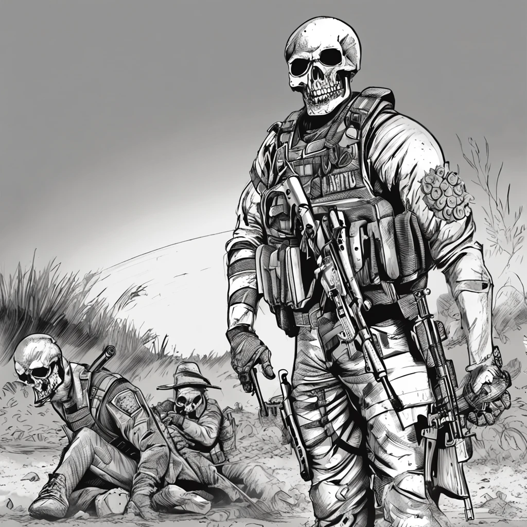 On the battlefield of gun smoke，Um Policial com o rosto de caveira sinistra, com um sorriso torcido，With two daggers in his hands，special forces, Com um rifre de assalt fusil nas costas, Stepping on Crêneos on the Ground, Several dead clowns on the ground, Ataque nas sombras，Assassinos，assassinato，arte de splash do personagem，A arte do assassinato，Credo dos Assassinos. Make sure there is no noise and that the lines are thick and sharp like contour art, (((pose interagindo e se apoiando [em uma objeto|em algo no ambiente]))), foco em um quadro vertical da imagem."((full body):1.5). 16k, UHD, best possible quality, ((best possible detail):1), best possible resolution, Unreal Engine 5, professional photography,  perfect_hands, (perfeito:1.2)