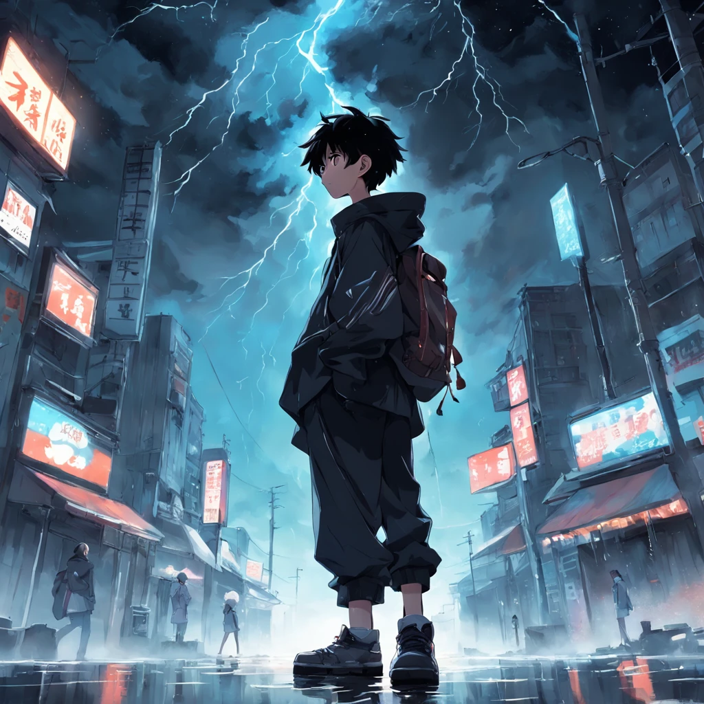 Choo lo lofi music boy standing black weather white background