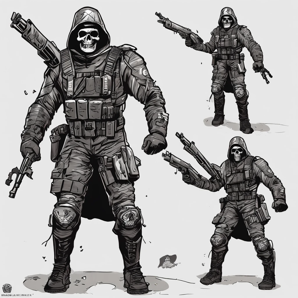 Um Policial com o rosto super detalhado de caveira sinistra, com os olhos super detalhados e sinistros, com um sorriso super detalhado e sinistro，With two daggers in his hands，Special Forces style, estilo assassino, Com um rifre de assalt fusil nas costas, facing a super detailed penitentiary and catching fire, sinister and burning penitentiary, Penitentiary door similar to Hell's Gate, arte de splash do personagem，A arte do assassinato，Credo dos Assassinos. Make sure there is no noise and that the lines are thick and sharp like contour art, (((pose interagindo e se apoiando [em uma objeto|em algo no ambiente]))), foco em um quadro vertical da imagem."((full body):1.5). 16k, UHD, best possible quality, ((best possible detail):1), best possible resolution, Unreal Engine 5, professional photography, perfect_hands, (perfeito:1.2)