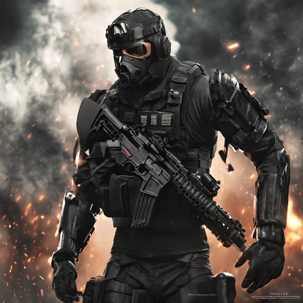 Um Policial com o rosto super detalhado de caveira sinistra, com os olhos super detalhados e sinistros, com um sorriso super detalhado e sinistro，With two daggers in his hands，Special Forces style, estilo assassino, Com um rifre de assalt fusil nas costas, facing a super detailed penitentiary and catching fire, sinister and burning penitentiary, Penitentiary door similar to Hell's Gate, arte de splash do personagem，A arte do assassinato，Credo dos Assassinos. Make sure there is no noise and that the lines are thick and sharp like contour art, (((pose interagindo e se apoiando [em uma objeto|em algo no ambiente]))), foco em um quadro vertical da imagem."((full body):1.5). 16k, UHD, best possible quality, ((best possible detail):1), best possible resolution, Unreal Engine 5, professional photography, perfect_hands, (perfeito:1.2)