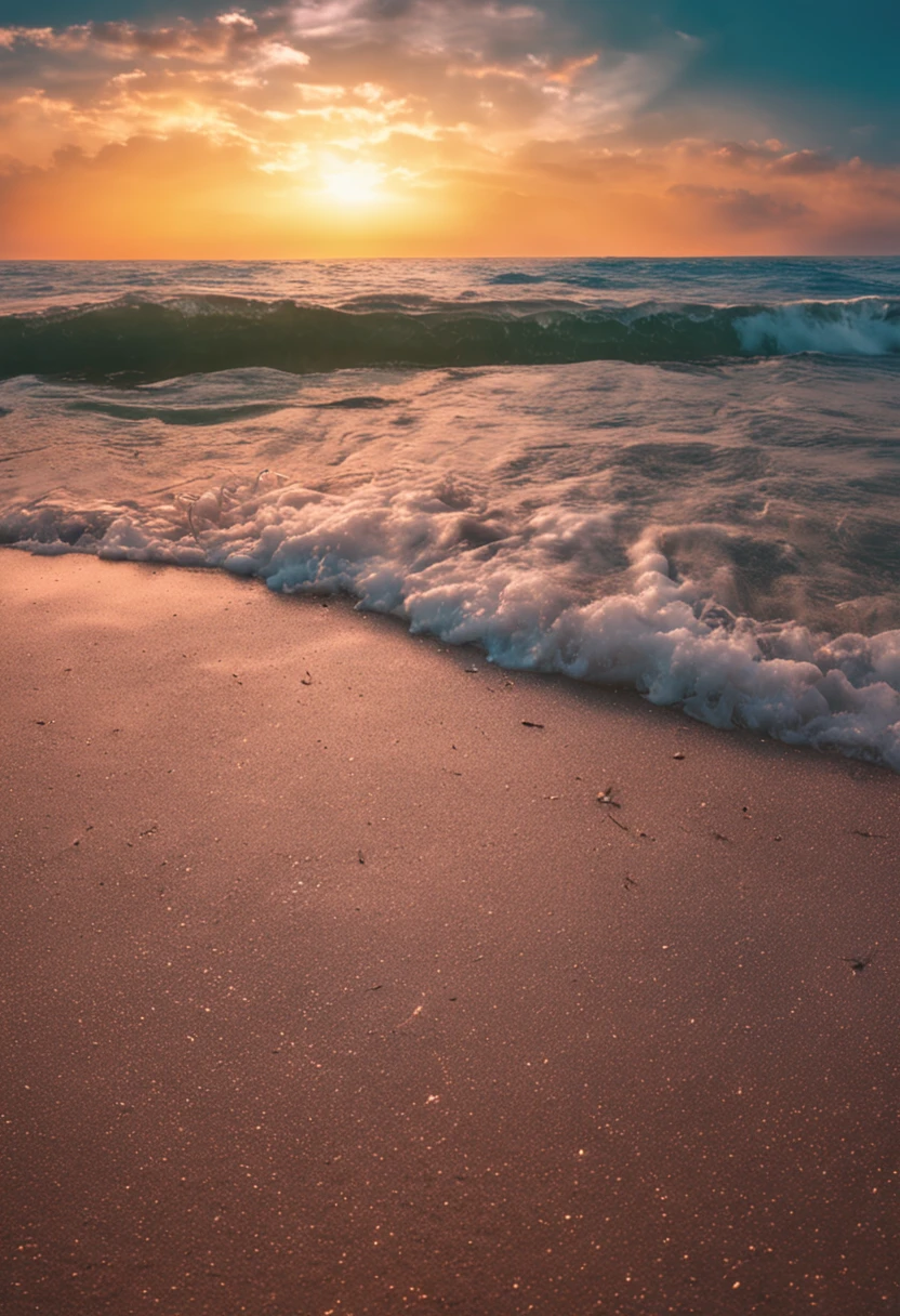 na praia