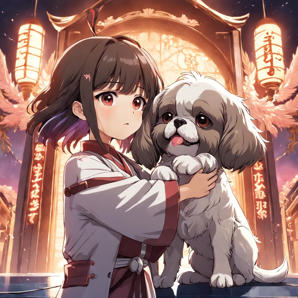 o hoem tutor e a shih tzu juntos