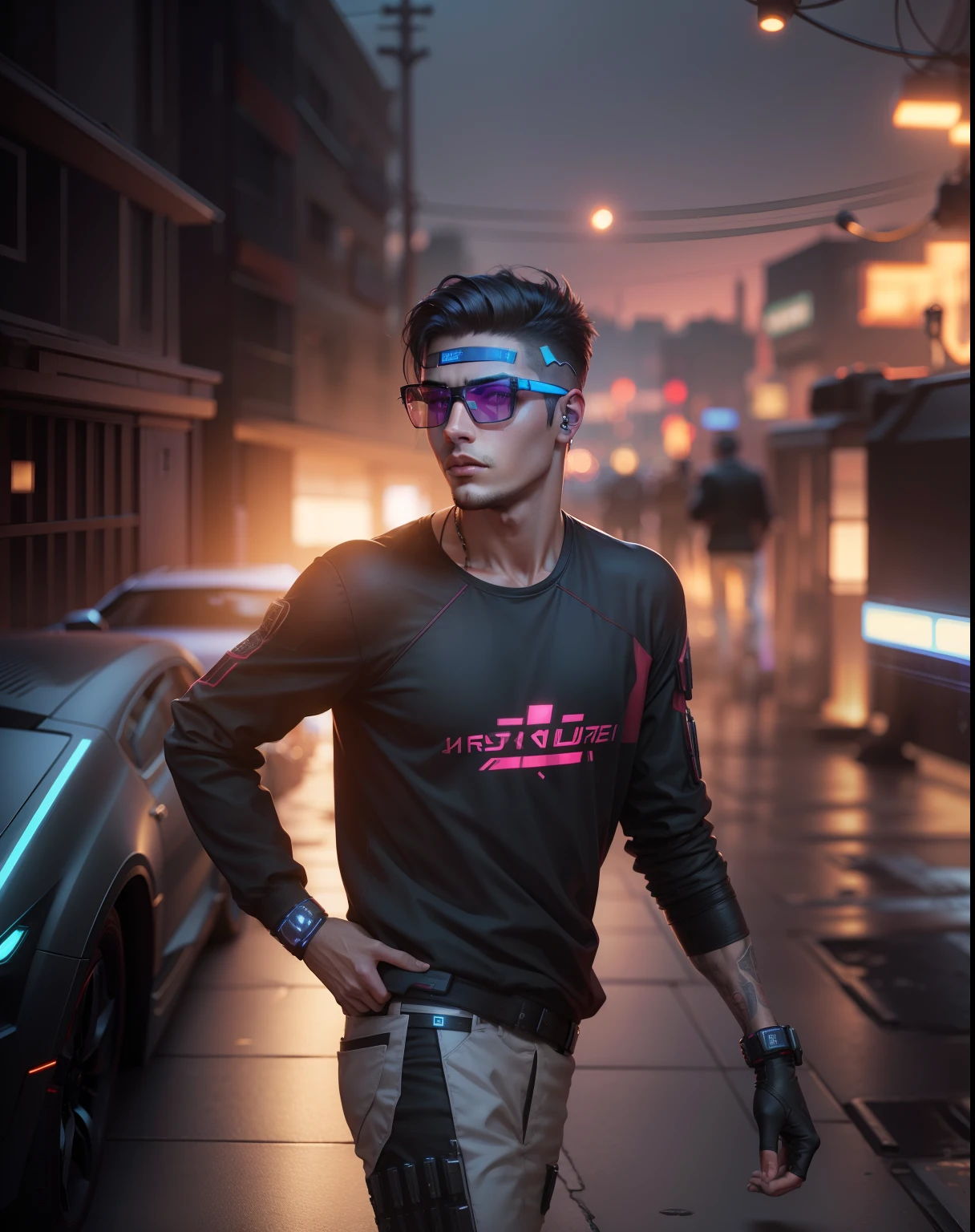 Change background cyberpunk handsome boy. Realistic 8k ultra realistic