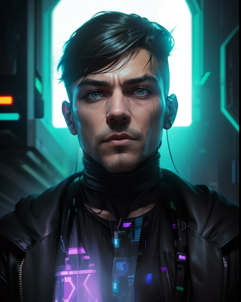 Hooded man, face mask, neon ring in background, cyberpunk art style, cyberpunk style, cyberpunk style, cyberpunk character, hyper-realistic cyberpunk style, cyberpunk color, powerful lighting, motion synchronization, dynamism, charged energy, hot action