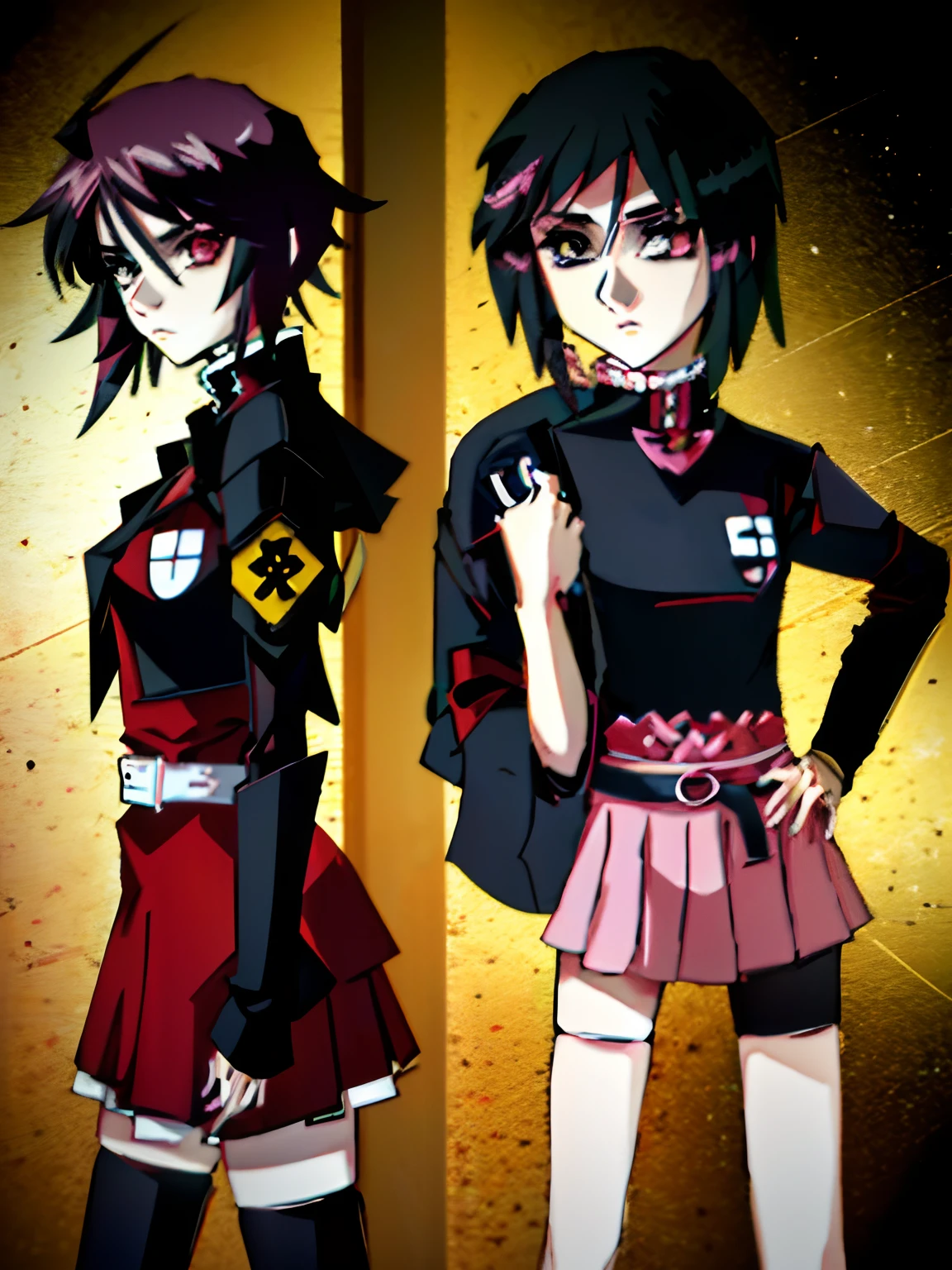 Cartoon of a girl in a Canadian blouse and skirt, Dress up in punk clothes, Wear punk costumes., High Female Emo Art Student, Dress in crustpunk clothes, Wear punk clothes., 1 - Old anime goth girl, anime emo girl, Emo Girl, Punk Girl, Punk costume, in anime style, In anime style, Goth Punk Clothing