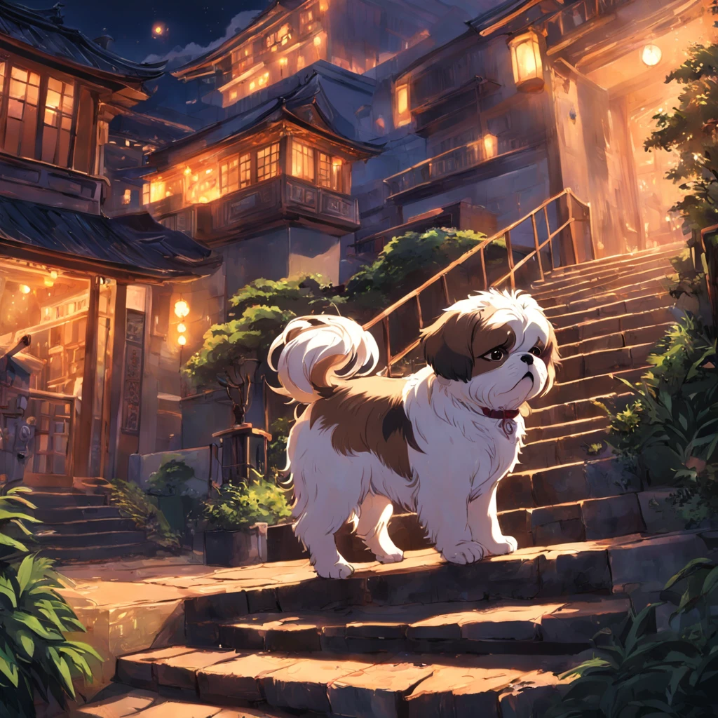 as escadas e a shih tzu
