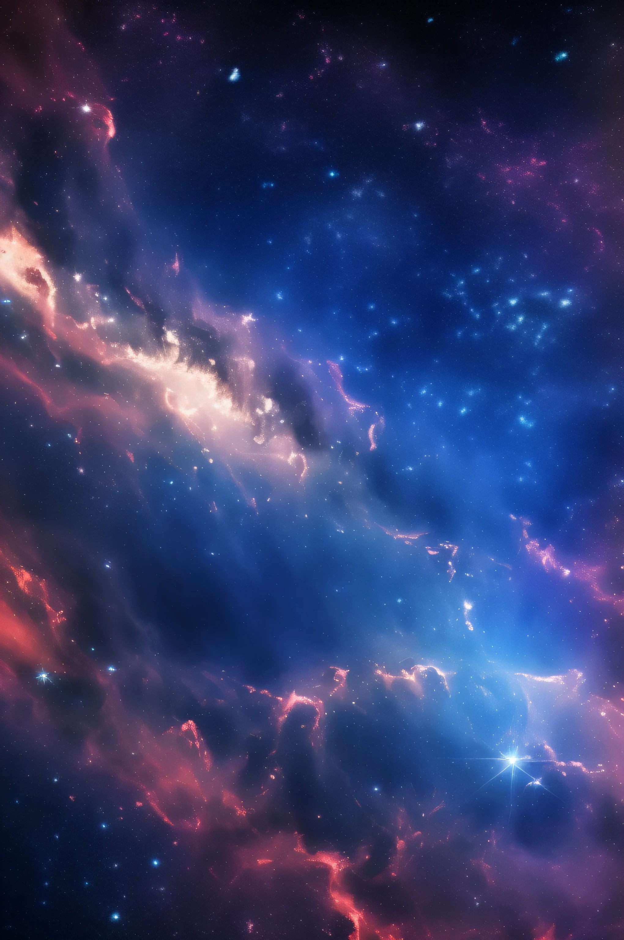 an image of the space, full of stars , nebula colors, no spaceships, no people, spectacular background image, spectacular space image