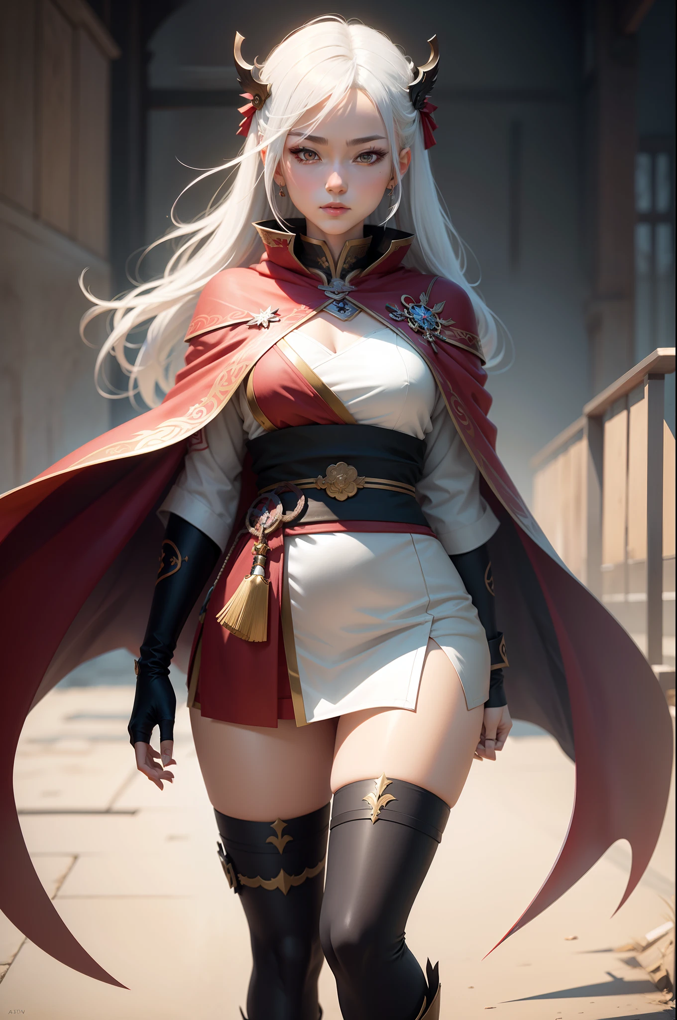 8K,highres,absurdres,masterpiece,best quality,original,extremely detailed CG,extremely detailed wallpaper,perfect lighting,1girl,blurry_background,looking_at_viewer,standing on the stage,
yvraine,long hair,jewelry,very long hair,ponytail,white hair,earrings,