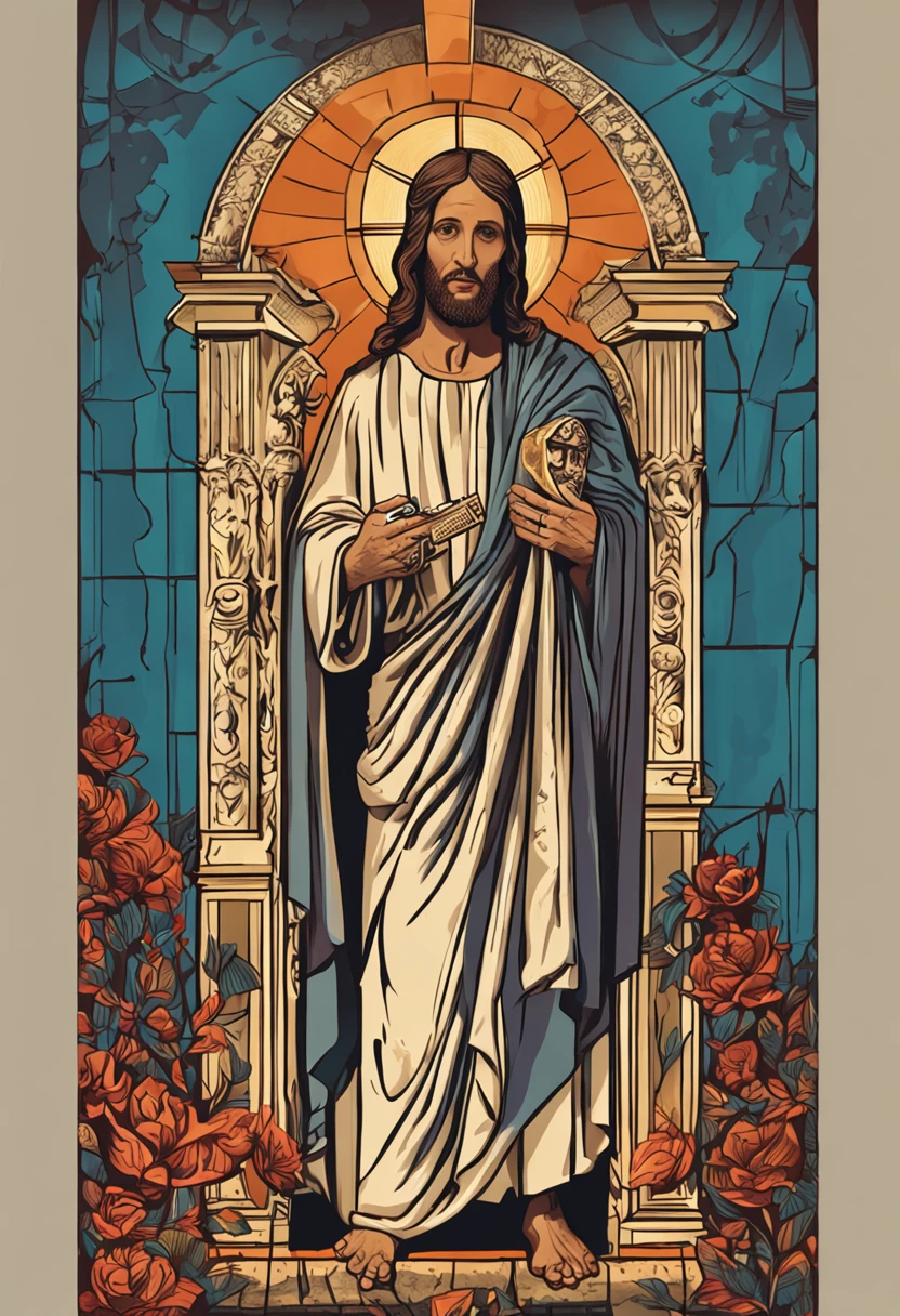 rosto de Jesus Cristo, realista, roupas douradas, 4k