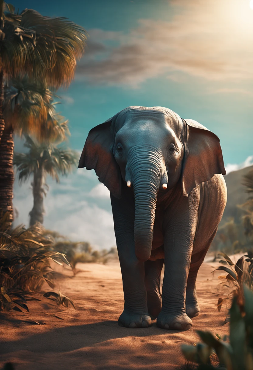 Look at the little blue elephant on the ground
