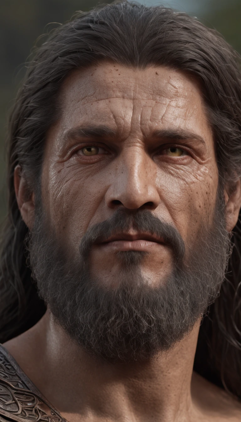 de um real，Facial features are carefully described，textura de pele realista，中景 the scene is， Barbarian Bearded，（Male eagle people：1.4），(mascara de aguia:1.5)，membros espessos，（Meio corpo：1.4），Cabelo de corte curto de cor marrom，Estilo escuro，profundidade de campos，Luz alta，luz real，Traching de raias，oc renderizado，hyper-realistic，melhor qualidade，8k，Obras de mestres，super-fino，pelos pubianos detalhados，anatomia correta，Bokeh，Facial features are carefully described