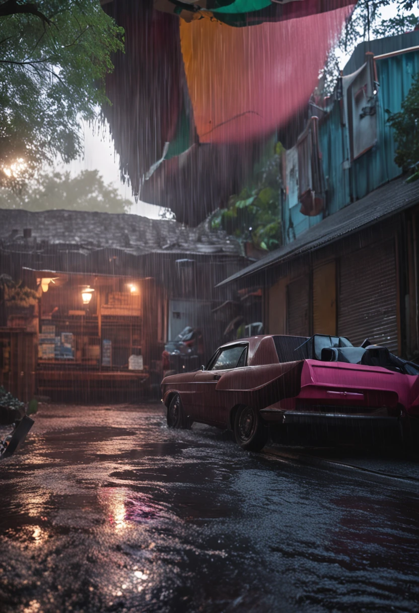 rain flowing under the roof