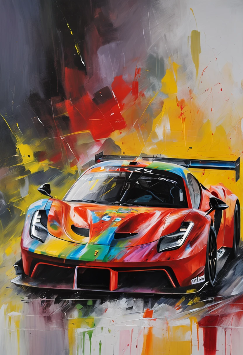 "an Quority(ferrari 488 gt3)Racing cars race around the city circuit at night，A breath of blood and speed。"
