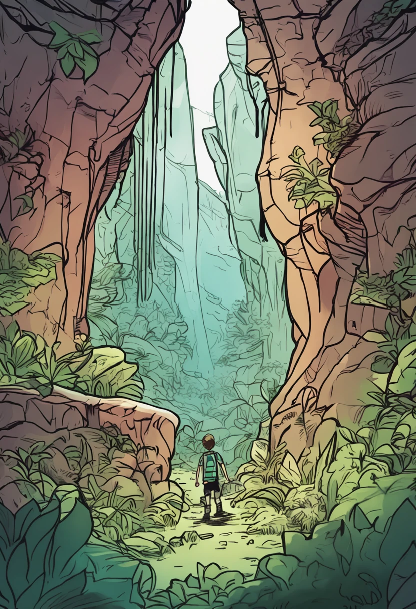 enquanto explorava a floresta, um menino de dez anos chamado Lucas se depara com uma caverna misteriosa. The entrance to the cave is surrounded by dense vegetation, And he notices a bright light green cloak hanging from a nearby branch. Curioso, Lucas decide vestir a capa e adentrar a caverna. Assim que pisa no interior, He is enveloped by an intense light and finds himself transported to a completely new world."

I hope this prompt is helpful in developing an exciting story! You can continue from here, descrevendo o que Lucas encontra dentro da caverna e as aventuras que ele vive no misterioso mundo para o qual foi levado.