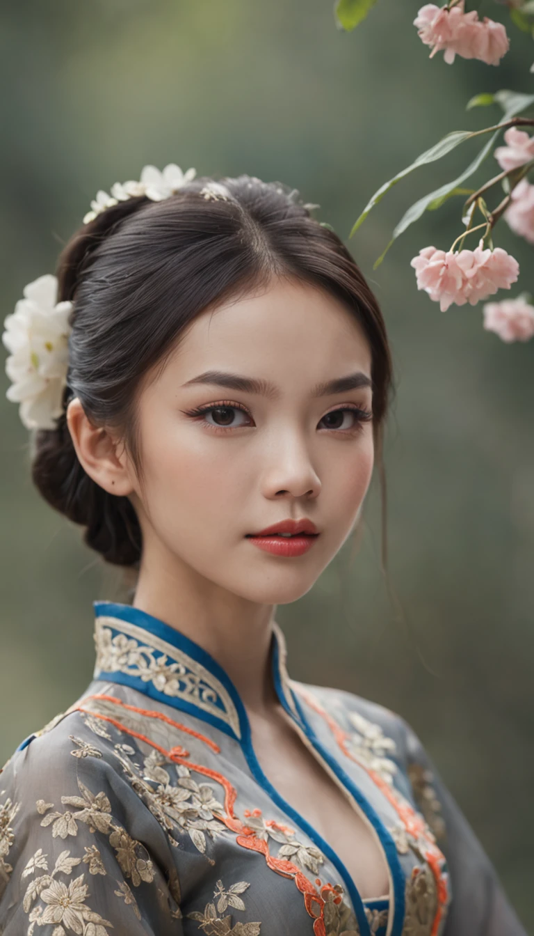 "Vietnamese girl wearing a traditional and exquisite dress."