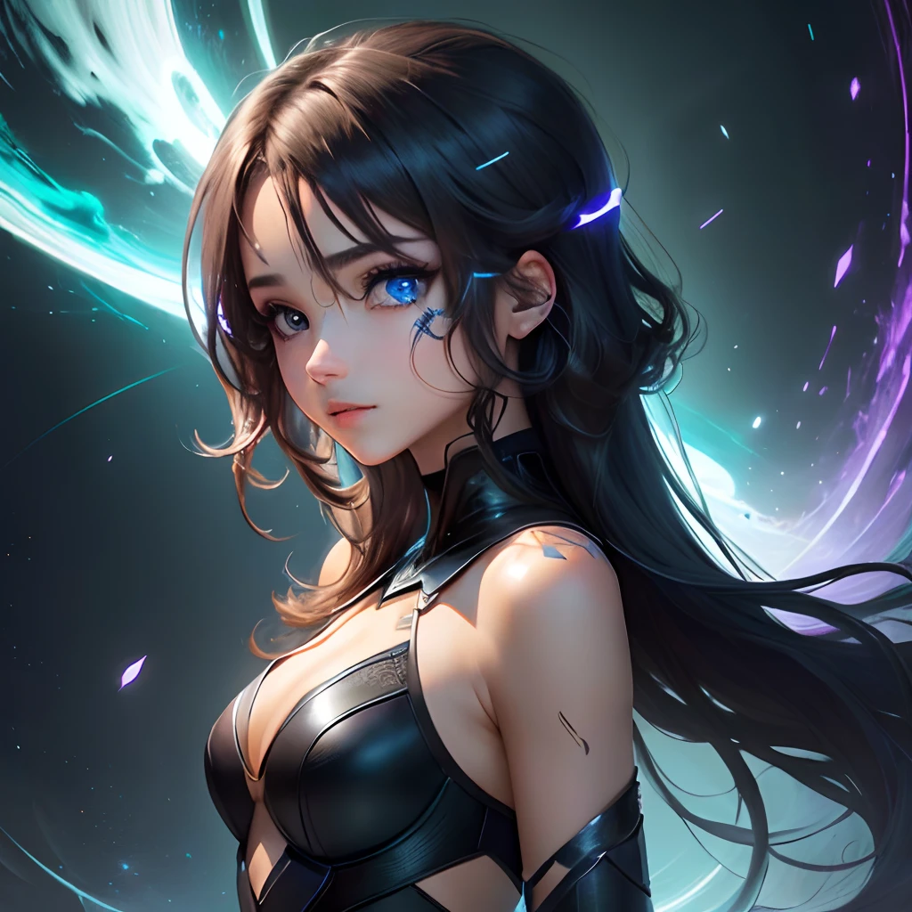 Dark girl,olhos azuis, corpo inteiro, fundo detalhado,anime, best ilumination,