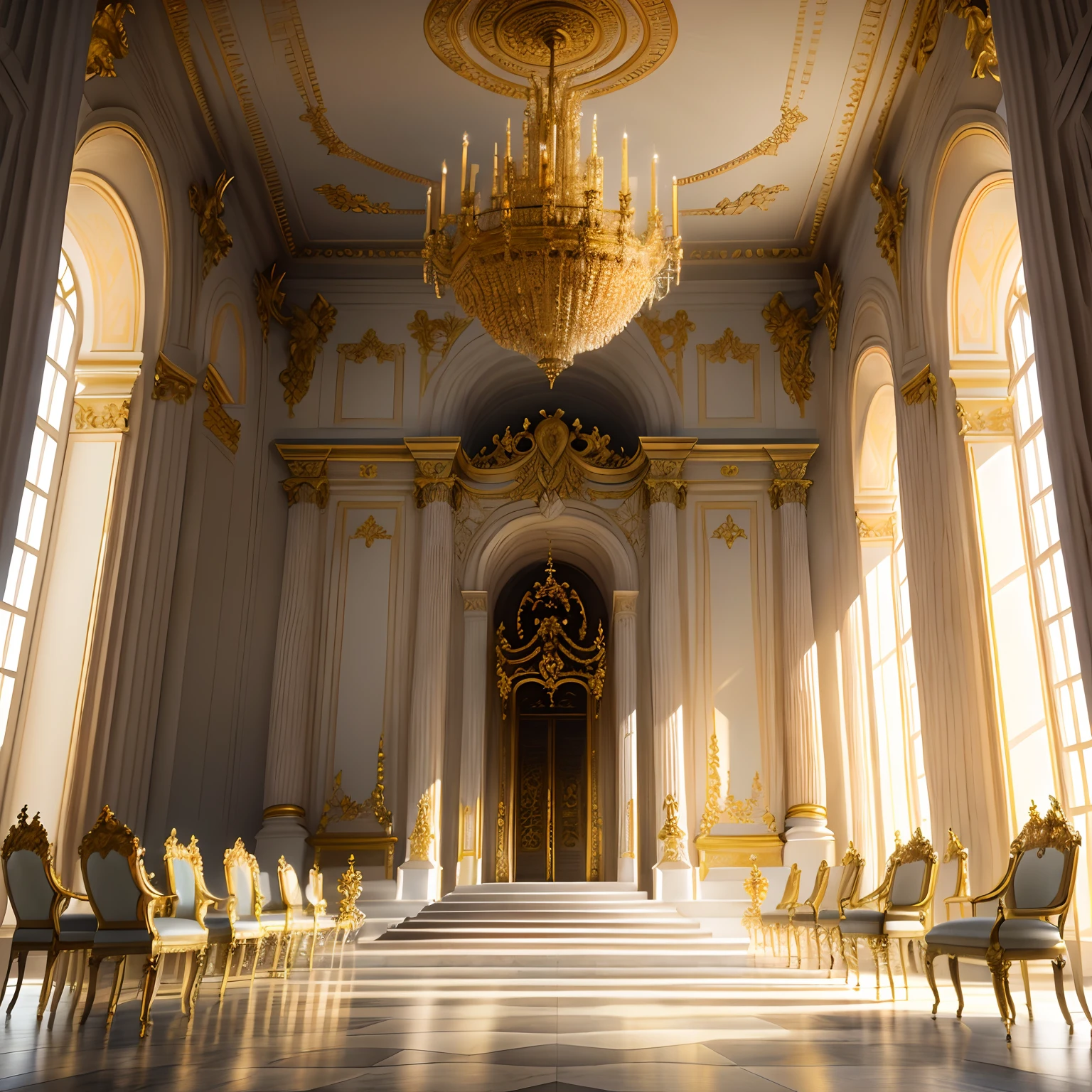Versailles castle interior luxury architecture environnement super detailed hyper realistic master piece scene