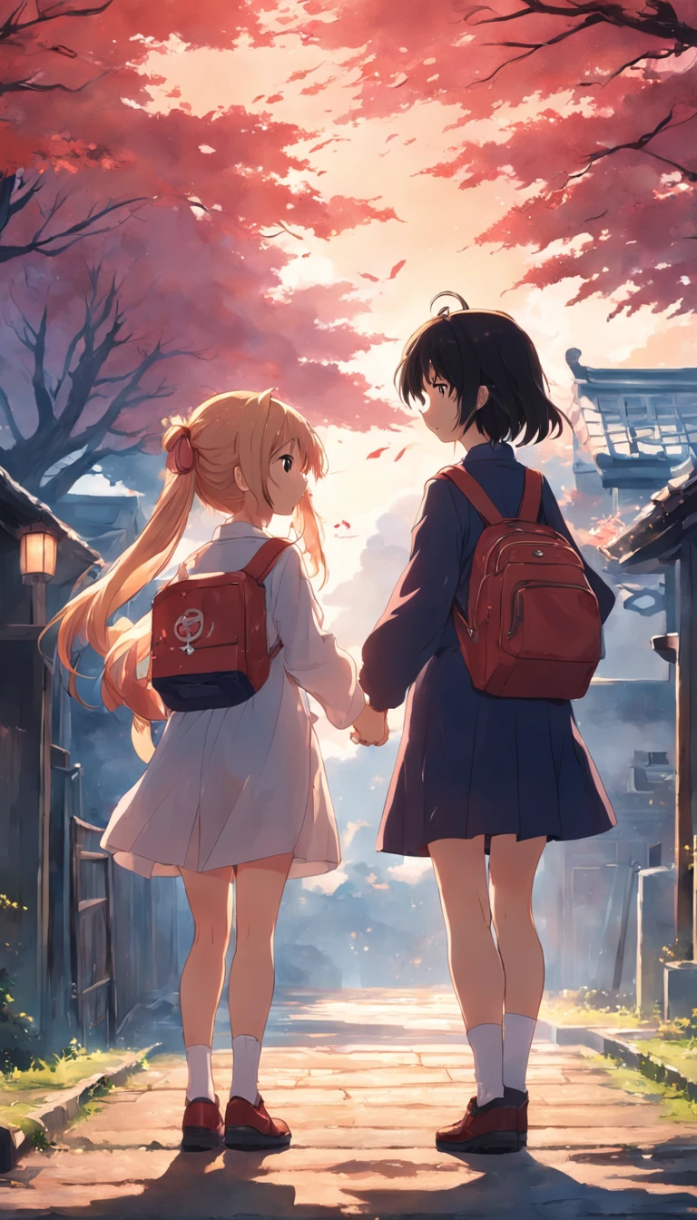 (lovemaking、1girl in、Mutual love、夏天:1.3),masterpiece、top-quality、Movie stills、Japanese high school girl、Way back、countryside、bicycle、发光、Happiness、Warm and soft lighting、the setting sun、(Spark:0.7)
