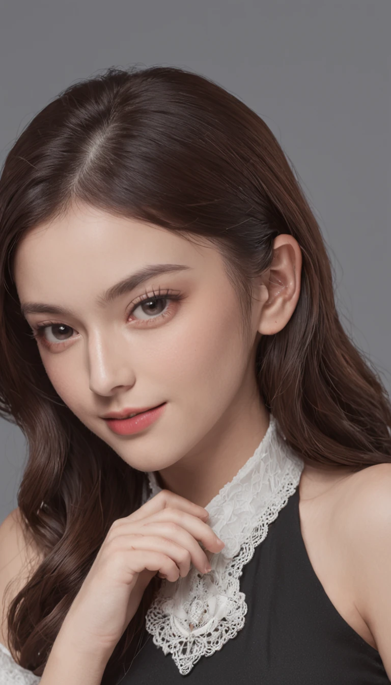 best qualtiy,tmasterpiece,超A high resolution,(Photorealsitic),(realisticlying:1.4),RAW photogr,1girll,(Full body photo,inside in room,sit on chair,Legs crossed),Good looking face,Slim,Dignified,Small Fresh,(blouse with a white collar,black short skirt),ssmile,cabelos preto e longos,Beautiful hair accessories,Beautiful girl,detailed scene, Beautiful digital illustrations, detaileds,ultra - detailed, Cinematic quality, (Beauty and aesthetics,big breasts beautiful),correct hand,anatomy correct, ((From below))