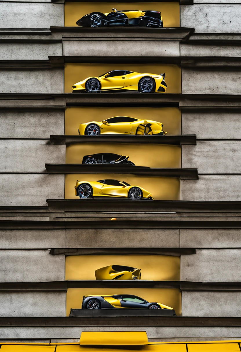 Uma Ferrari F8 amarelo na cidade, 8k, uhd, severe low lighting, alta qualidade, foco nítido, fujifilm XT3 ::n_, Remove,text, logo, hands, mutilated, disgusting, mutated, blurry, blur, poorly drawn, Deformed, disconnected limbs, low-res, missing limb, kitsch, bad anatomy, malformed hands, old, ugly, poorly drawn face, mangled, over saturated, disfigured, grain, mutation, extra limb,floating limbs, double heads, two faces