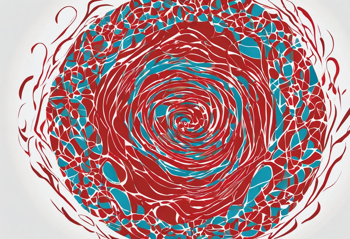 circulos vermelhos com fundo branco, expressionist traits, cores vibrantes, universo
