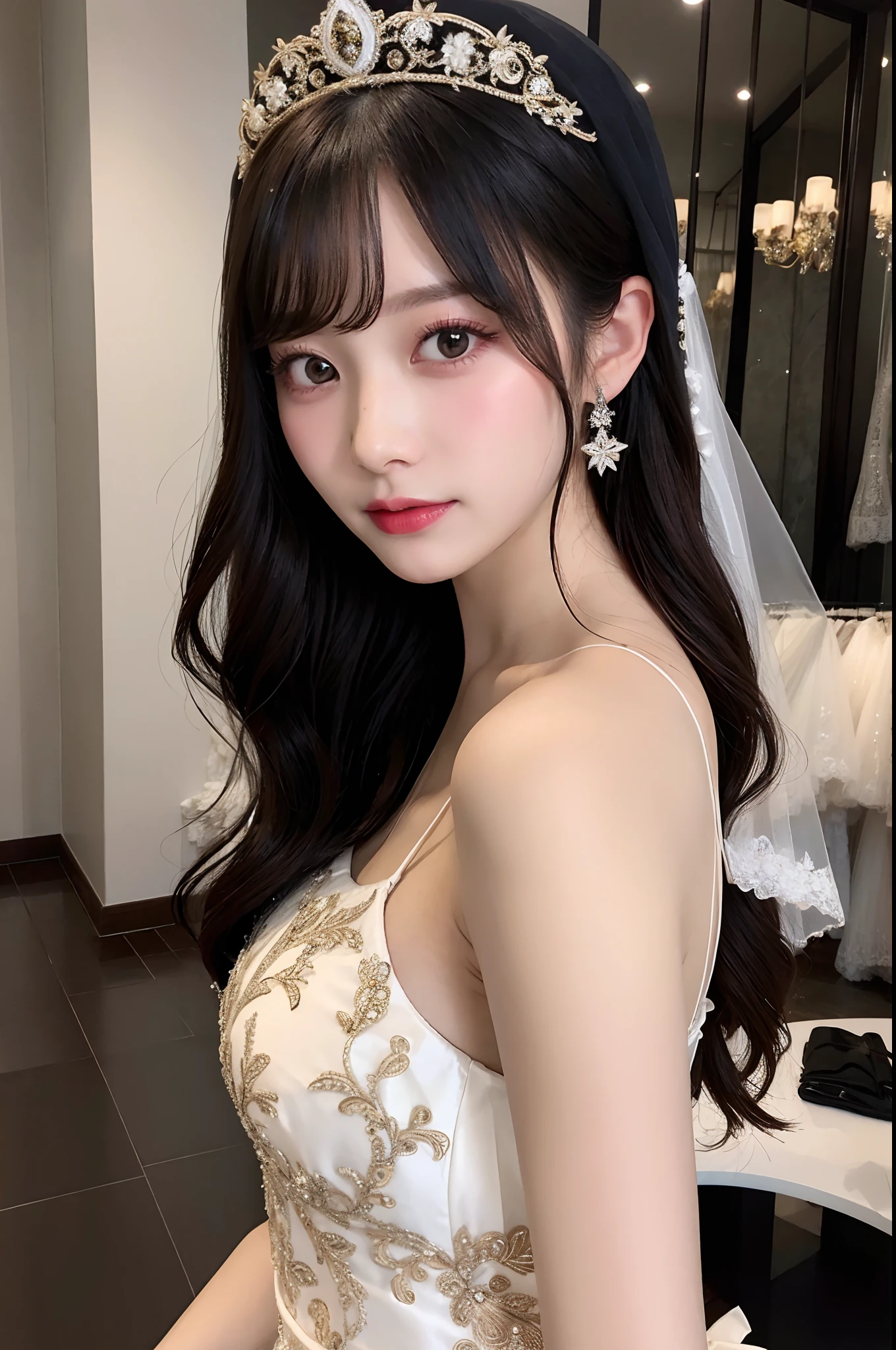 Luxury embroidered prom dresses、Wedding Veil、Wedding Tiara、full bodyesbian、frontage