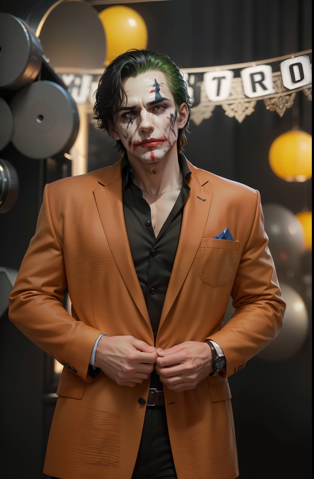 (8k, RAW photo, best quality, masterpiece:1.2), ultra detailed, official art, photo-realistic: 1.37, upper body shot, DC
Joker, film grain, action pose
@ INFO O
Size
1024X1536
Date
Aug 6, 2023
Type