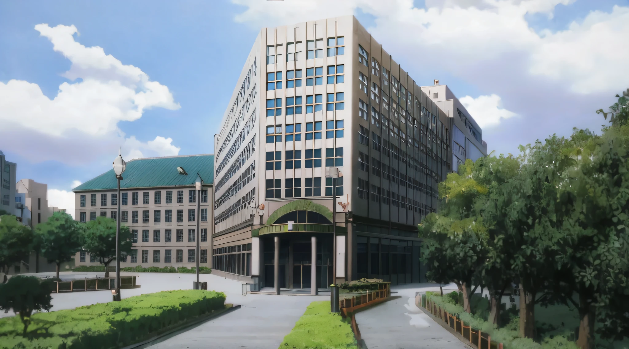 anime picture of a building with a clock on the top of it, style of madhouse studio anime, kyoto animation studio, japanese high school, anime style cityscape, kyoto animation still, style of madhouse anime, kyoto animation productions, screenshot from a 2012s anime, anime scenery, anime scene, hd anime cityscape, anime scenery concept art, anime background art