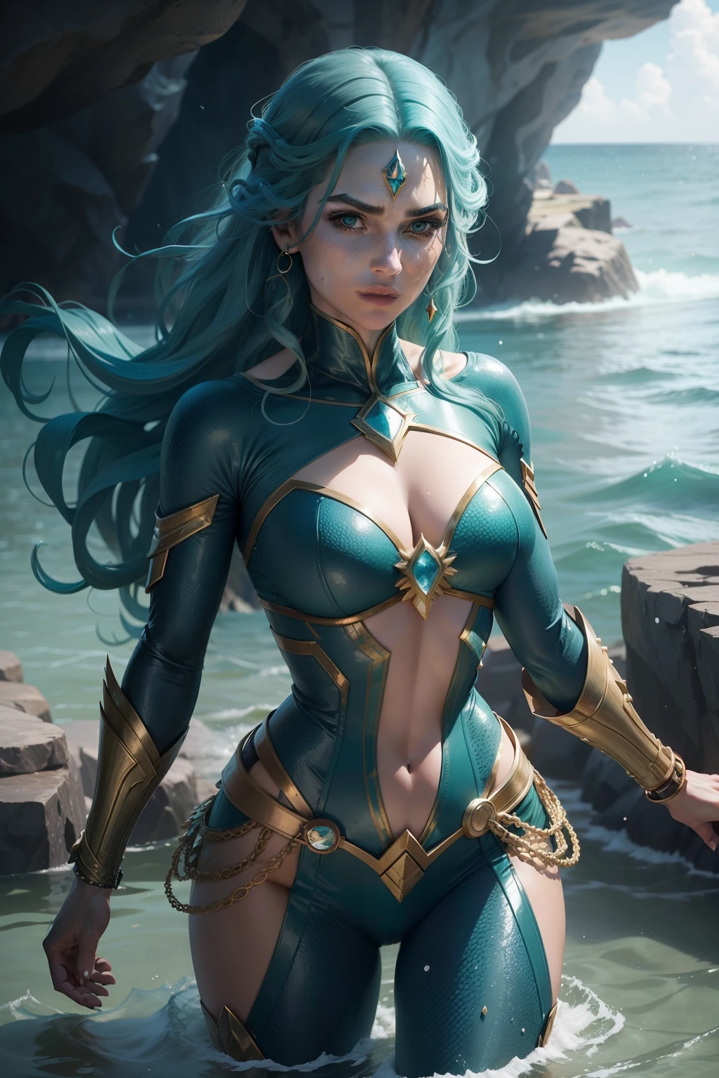 Mera is a DC Comics character known as the Queen of Xebel and wife of Aquaman. She is an Atlantean with the ability to manipulate water, allowing her to create aquatic constructs and control sea currents. Her personality is marked by her determination and loyalty to Aquaman and his people. Mera is often involved in events in DC's aquatic universe, fighting alongside her husband to protect Atlantis and the seas. Her story spans from seeking justice to ruling Xebel, bringing depth to DC's undersea mythology.