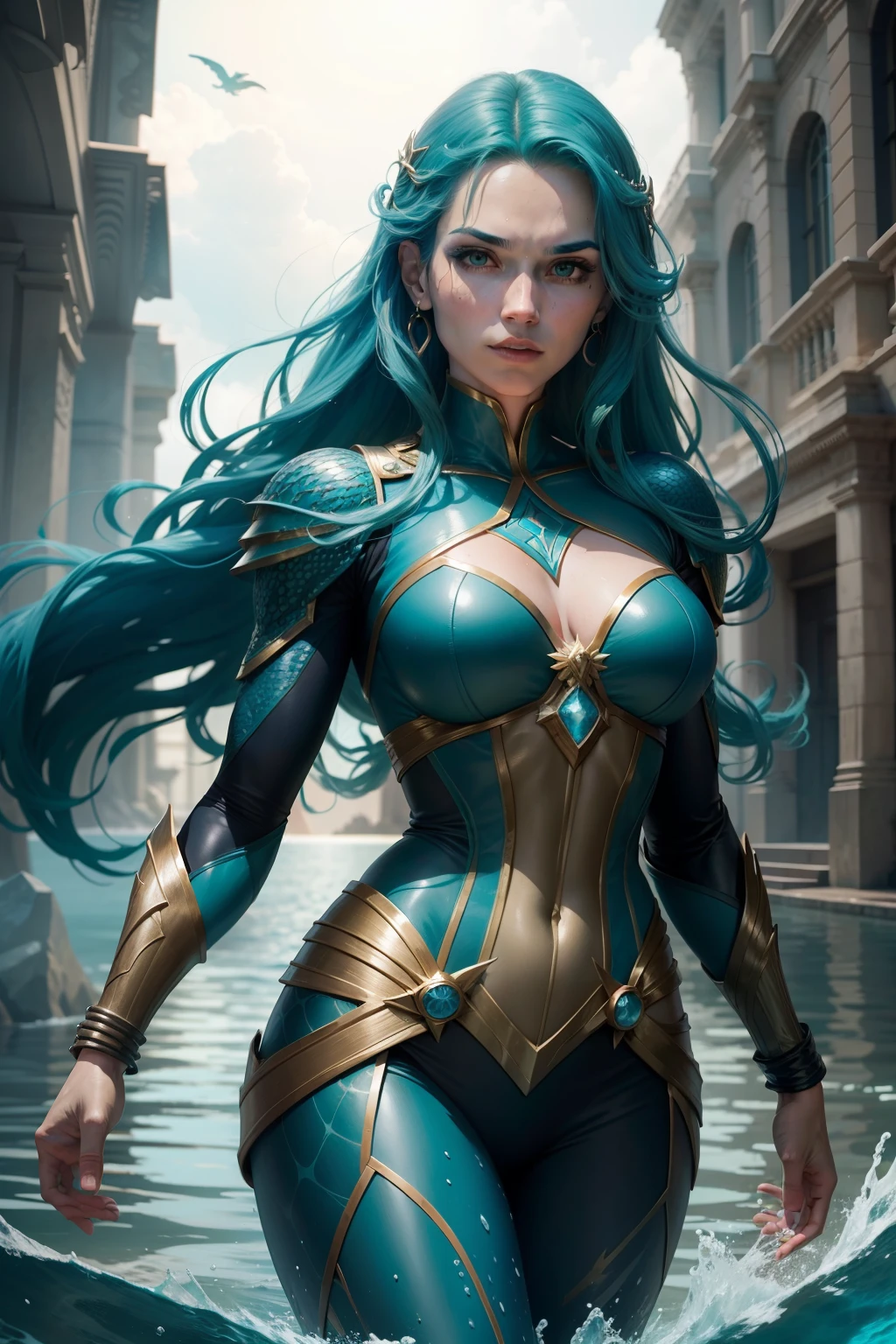 Mera is a DC Comics character known as the Queen of Xebel and wife of Aquaman. She is an Atlantean with the ability to manipulate water, allowing her to create aquatic constructs and control sea currents. Her personality is marked by her determination and loyalty to Aquaman and his people. Mera is often involved in events in DC's aquatic universe, fighting alongside her husband to protect Atlantis and the seas. Her story spans from seeking justice to ruling Xebel, bringing depth to DC's undersea mythology.