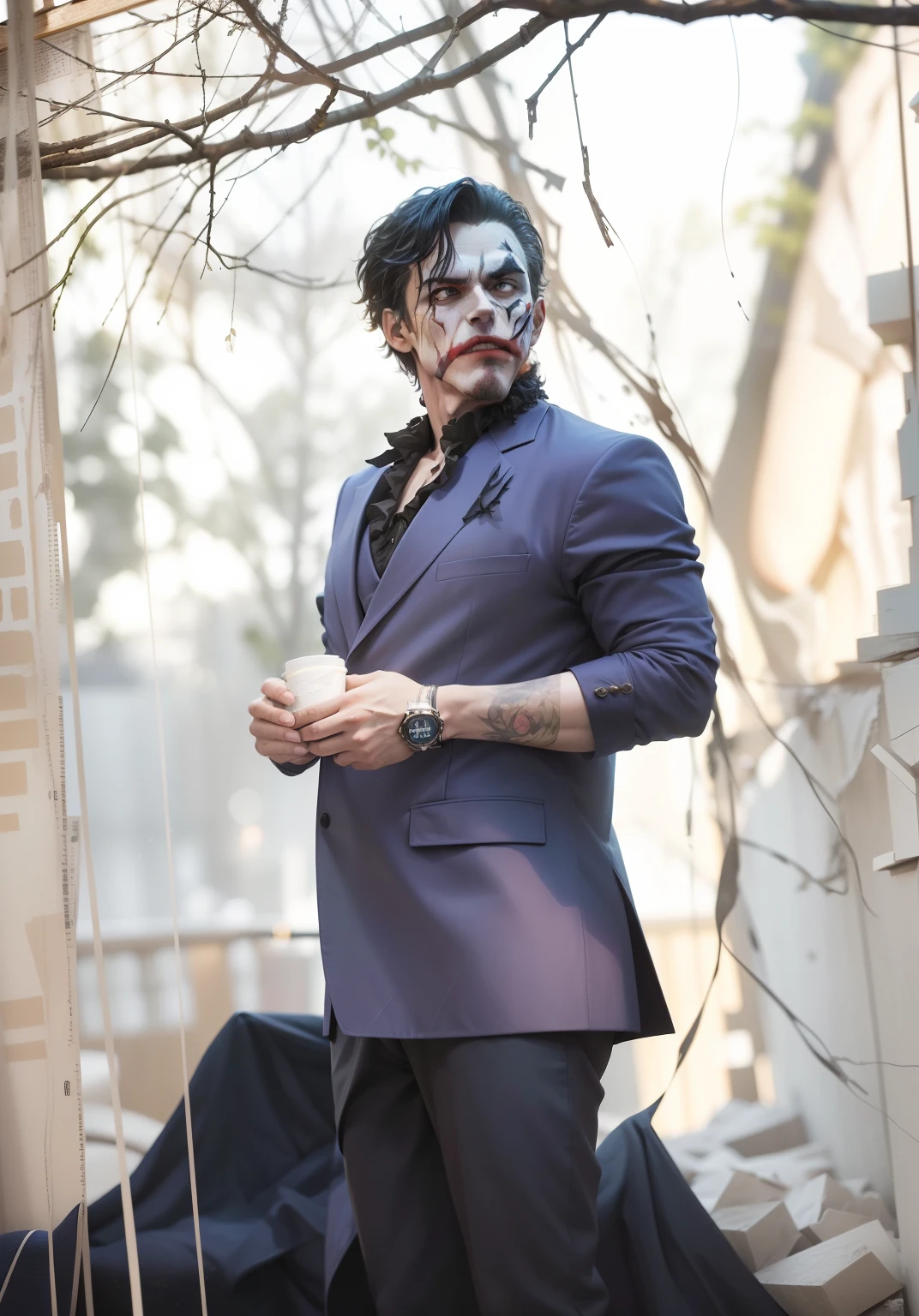 (8k, RAW photo, best quality, masterpiece:1.2), ultra detailed, official art, photo-realistic: 1.37, upper body shot, DC
Joker, film grain, action pose
@ INFO O
Size
1024X1536
Date
Aug 6, 2023
Type