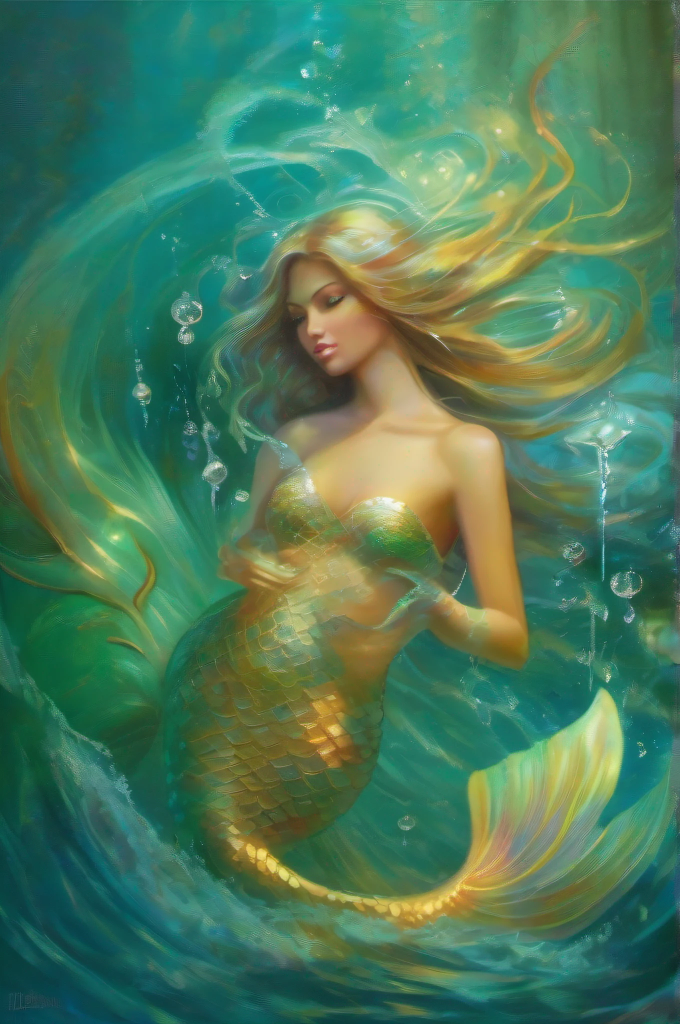 p.	Amalgamation, Viridian, Euphoric, fantasy,          maelstrom of water, mermaid