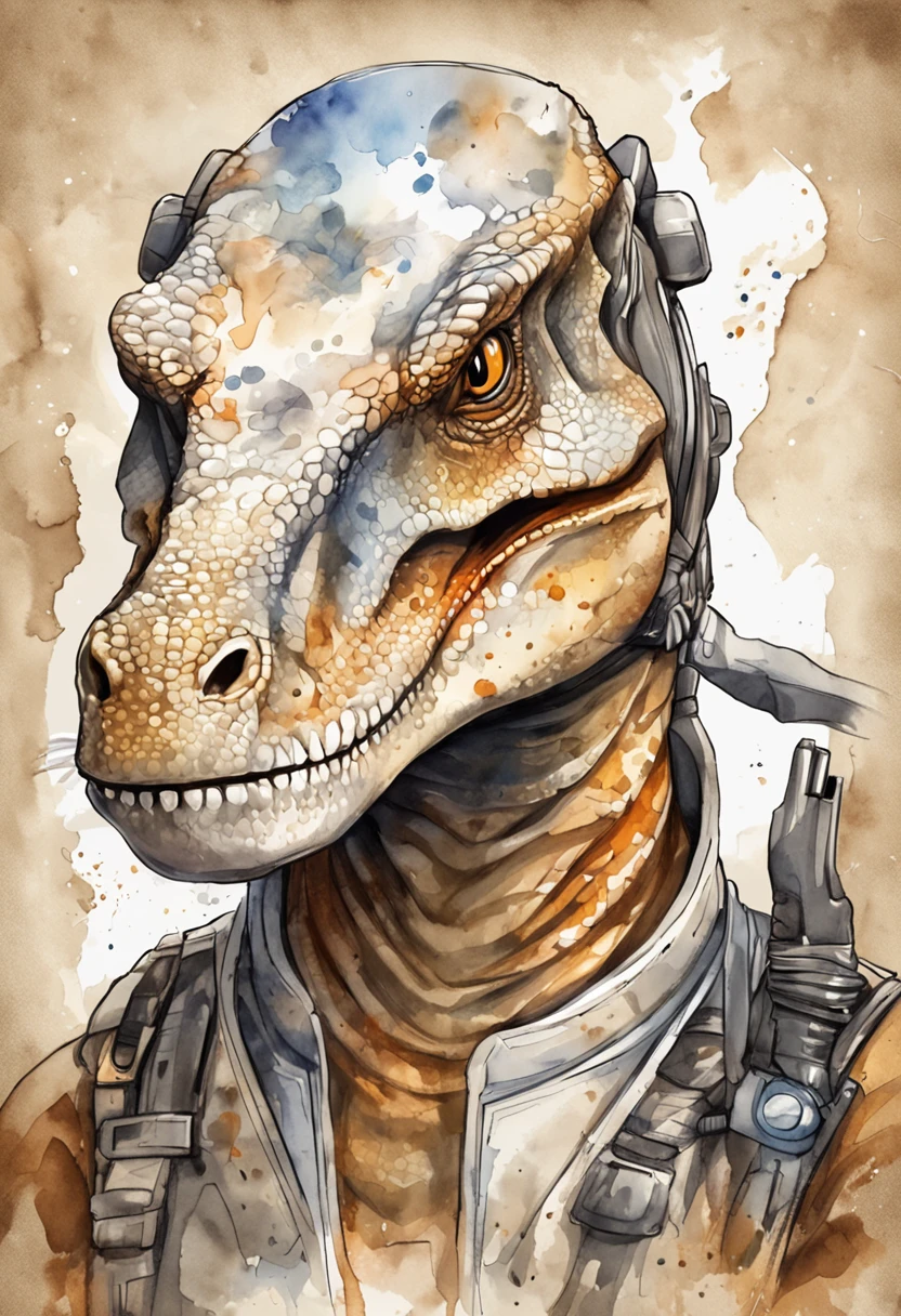 Um animal T-Rex em um traje espacial, Imagem elegante bonito, fundo branco, perfil, etiqueta, Fundo branco limpo, Vetor profissional, High detail, design de camisetas, Vibrando.