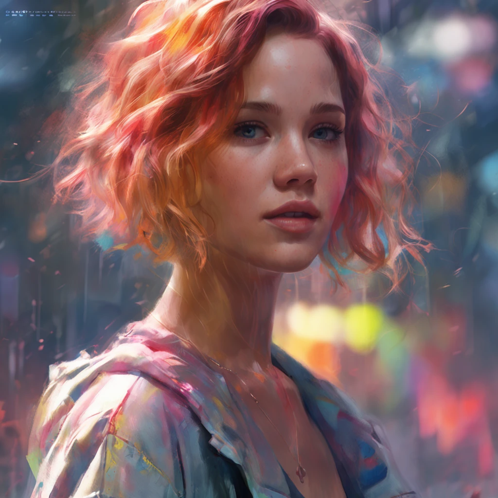 a painting of Jennifer Lawrence with Pixie hair style, dreamlike atmosphere, a hyperrealistic painting, notes on top of the drawing, inspired by Yanjun Cheng, artwork in the style of guweiz, detailed digital 3d art, hyperrealistic, detailed, beautiful art uhd 4 k, japanese pop surrealism, painting of beautiful