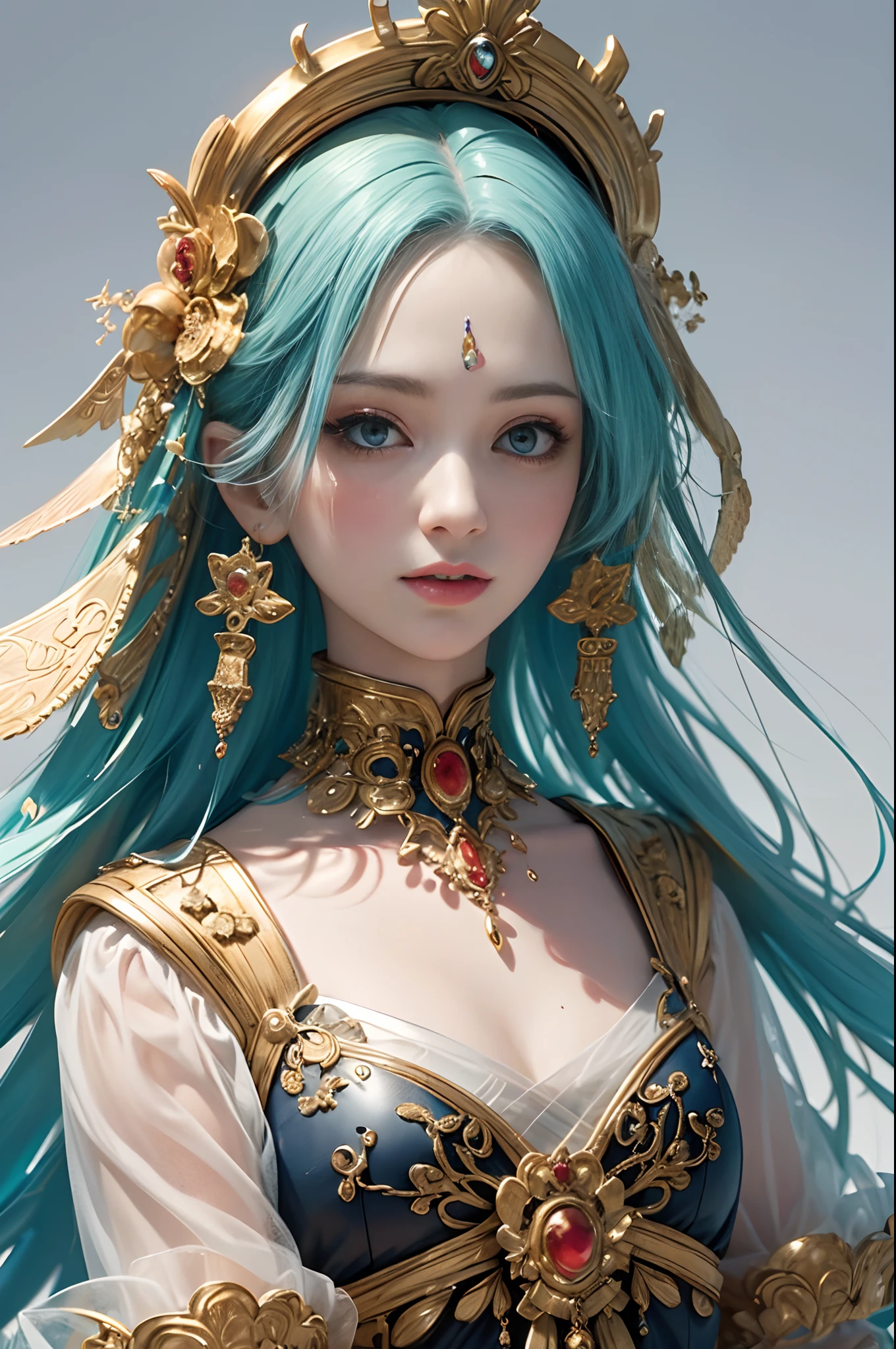 (masterpiece, top quality, best quality, official art, beautiful and aesthetic:1.2), (1 fantasy girl), extremely detailed, ornate jewellery, (fractal art:1.3),colorful,highest detail.