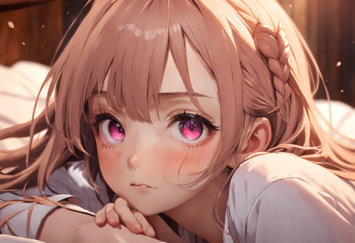 (8k, RAW Photo, Best Quality, Masterpiece:1.2), Ultra Detail, Super Resolution, (Realistic, Realistic Photo:1.37), Portrait, Professional Photo, Extremely Detailed and Beautiful, amazing and detailed, huge file size, official art, highly detailed CG unity 8k wallpaper, highly detailed beautiful girl, highly detailed face, highly detailed eyes, highly detailed skin, highly detailed fingers, highly detailed nose, very detailed detailed mouth , perfect anatomy, highly detailed background, highly detailed clothes, 1girl, 16s year old girl, cute girl, realistic body, petite, fair skin, glowing skin , slender proportions, A slight smil,Sexy and feminine,Bed room, medium breasts,