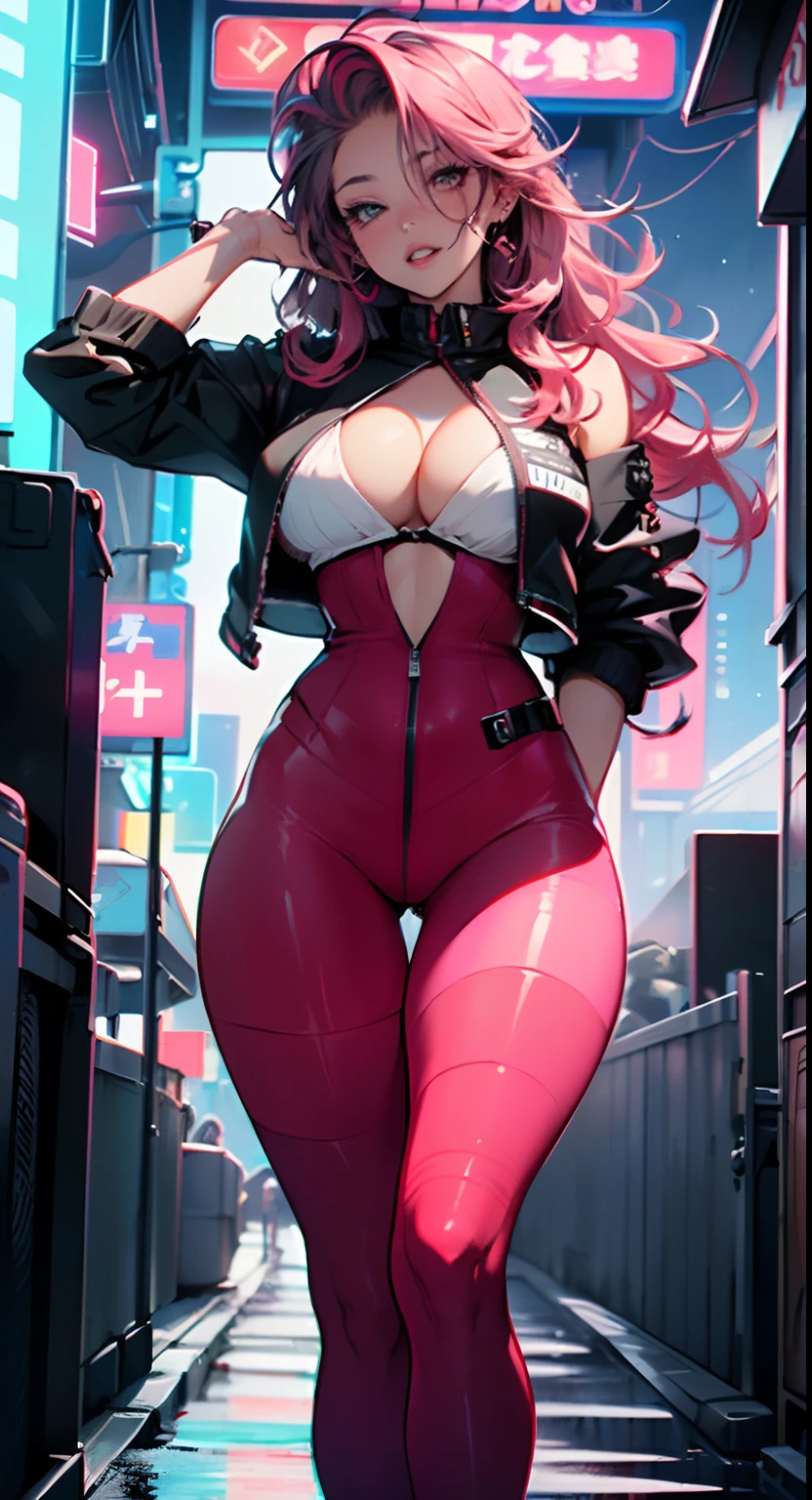 cute pit girl,(((1girl))),((anime pit girl with extremely cute and beautiful red hair walking seductively down the street)),
(huge breasts:1.4),saggy breasts,(((red voluminous hair:1.35,absurdly long unkempt hair,colored inner hair,ear breathing,large hair))),((heterochromia,eye1 red,eye2 green,perfect eyes,upturned eyes:1.3,beautiful detailed eyes,finely detailed beautiful eyes:1,big highlight on eyes:1.2,slanted eyes)),((fat)),(((lustrous skin:1.5,bright skin: 1.5,skin tanned,shiny skin,very shiny skin,shiny body,plastic glitter skin,exaggerated shiny skin))),(spider lower abdomen,narrow waist,wide hip,athletic body,inflated legs,delicate detailed fingers,detailed body,detailed arms,human hands,(detailed face)),
cute,slutty,seductive,erotic,(((nsfw))),
(((pit girl uniform)))(magenta pit girl suit unbuttoned),((magenta clothes)),(((huge cleavage))),cleavage cutout,(detailed outfit,detailed clothes),
(dynamic pose:1.0),solo focus,embarrassed,blush,sweat,((tears,open mouth)),moist eyes,centered,scale to fit dimensions,Rule of thirds,
outdoors,((night view)),(very pretty city neon synthwave,cyberpunk night street Background:1.5,dark sky,thick clouds),future vehicles,((neon lights)),thick clouds,(cyberpunk style,neon lights, (synthwave theme background), lonely street),(((detailed background:1.25))),
(best quality),(high resolution),(sharp focus),(ultra detailed),(extremely detailed),(extremely high quality artwork),8k_wallpaper,(extremely detailed CG 8k),(very fine 8K CG),((hyper super ultra detailed perfect piece)),flawless,(((masterpiece))),illustration,vibrant colors,(intricate),High contrast,Selective lighting,Double exposure,HDR (High Dynamic Range),Post-processing,Background blur,