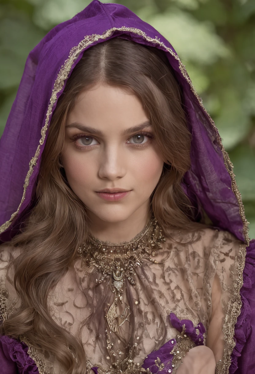 uma elfa bonita、Penas de fadas、em bosques cintilantes cheio de magia e pirilampos azuis e violeta