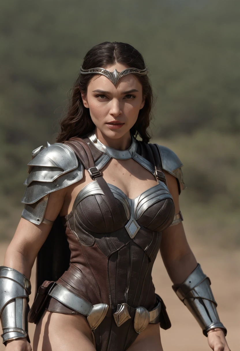 Gal Gadot, Mulher guerreira super legal, bikini armor, fundo do campo de batalha, corpo sexy, rosto e olhos detalhados, quebrar,circunstanciado,Realistic,arte digital 4K altamente detalhada,octan render, bioluminic, Concept art break with 8K resolution, realismo,by Mappa Studios,master part,melhor qualidade,artes oficiais,illustartion,linha clara,(Fresco_Cor),perfect composition,absurdo, fantasia,concentrado,regra de terceiro, (full-body-shot:0.6)