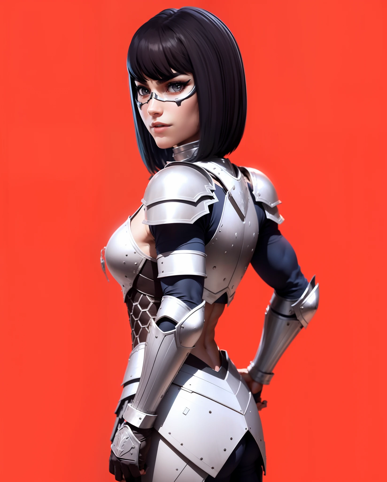 Put armor on where it is missing and lightly make your arms more muscular