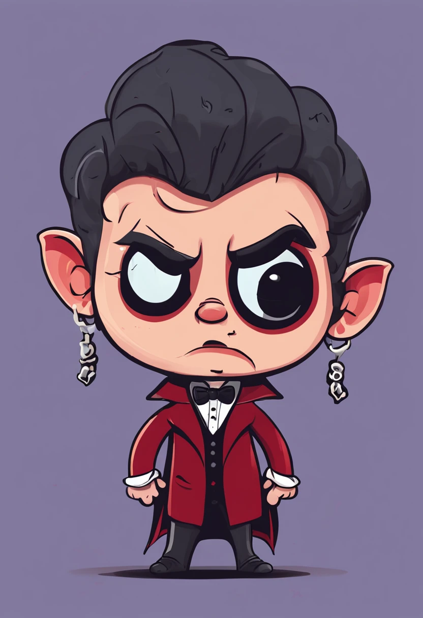 Vampire with bad face, pacifier in mouth, cartoon, 4k, full body